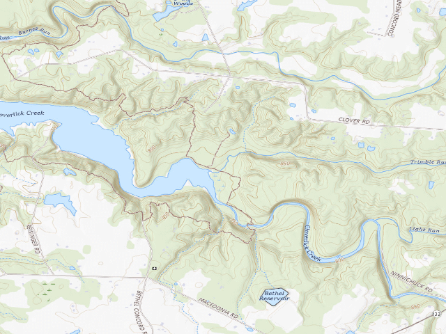 USGS topographic map of East Fork State Park - Backcountry Campsite 3 (free permit, one night)