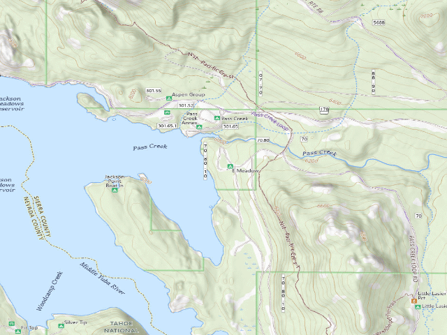 USGS topographic map of East Meadow Campground