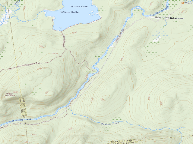 USGS topographic map of East Stony Creek Trail Campsite (Wilcox Lake Wild Forest)