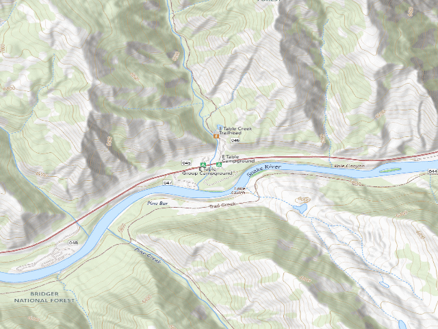 USGS topographic map of East Table Campground