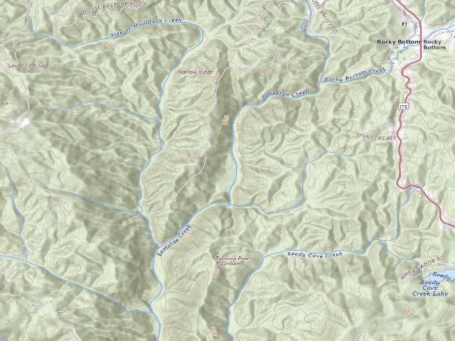 USGS topographic map of Eastatoe Creek Heritage Preserve Eastatoe Gorge Campsite
