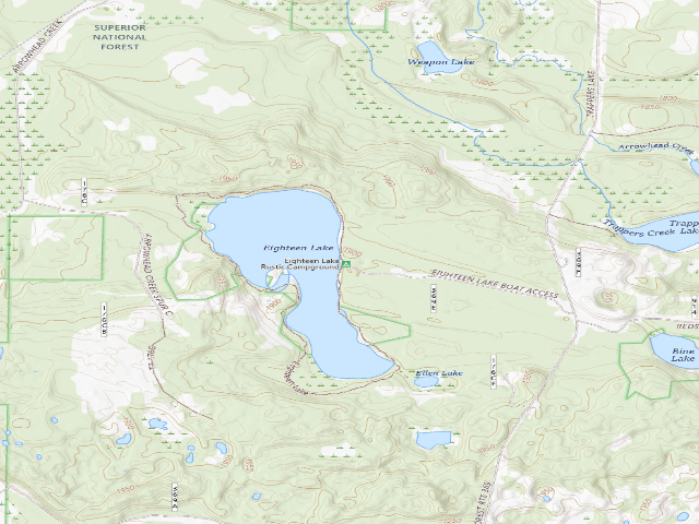 USGS topographic map of Eighteen Lake Campground