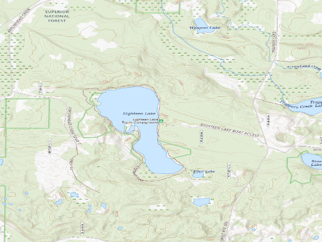USGS topographic map of Eighteen Lake Rustic Campground