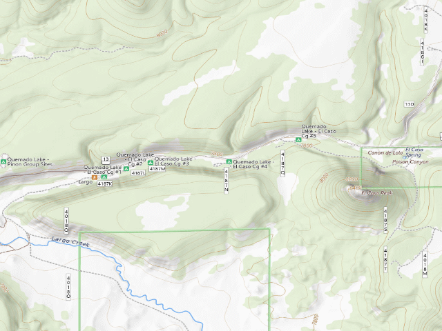 USGS topographic map of El Caso Throwdown Campground