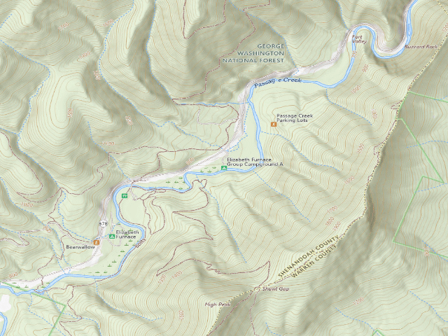 USGS topographic map of Elizabeth Furnace Group Campground
