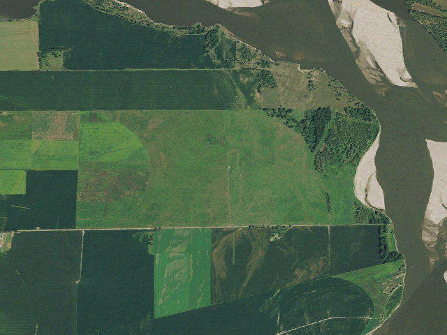 Aerial image of Elk Point Bend WMA