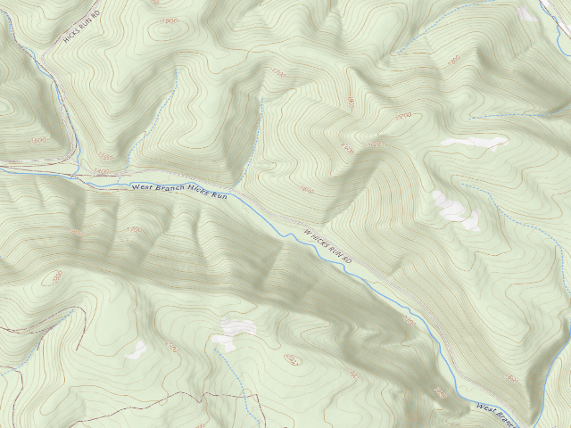 USGS topographic map of Elk State Forest roadside campsite 017 Middle (West Hicks)
