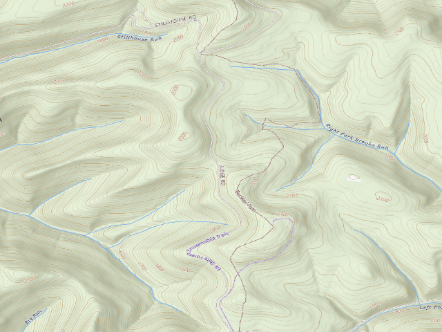 USGS topographic map of Elk State Forest roadside campsite 018 Brooks Saddle (Ridge Road)