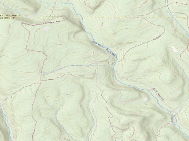 USGS topographic map of Elk State Forest roadside campsite 040 Gaswell (Gaswell Equestrian)