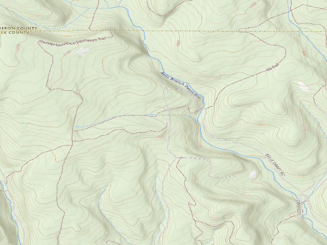 USGS topographic map of Elk State Forest roadside campsite 041 Gaswell (Gaswell Equestrian)