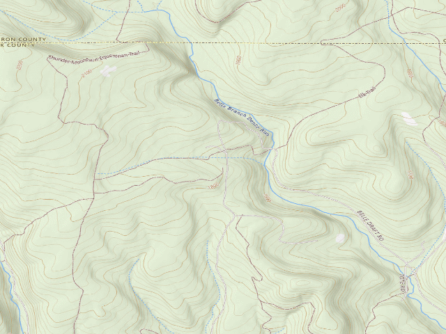 USGS topographic map of Elk State Forest roadside campsite 043 Gaswell (Gaswell Equestrian)