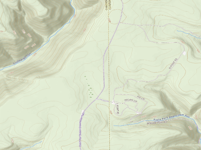 USGS topographic map of Elk State Forest roadside campsite 061 Bubbling Springs (Montour Road)