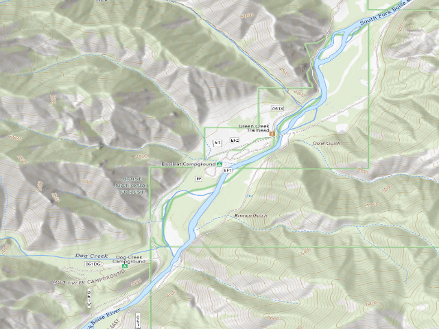 USGS topographic map of Elks Flat Campground