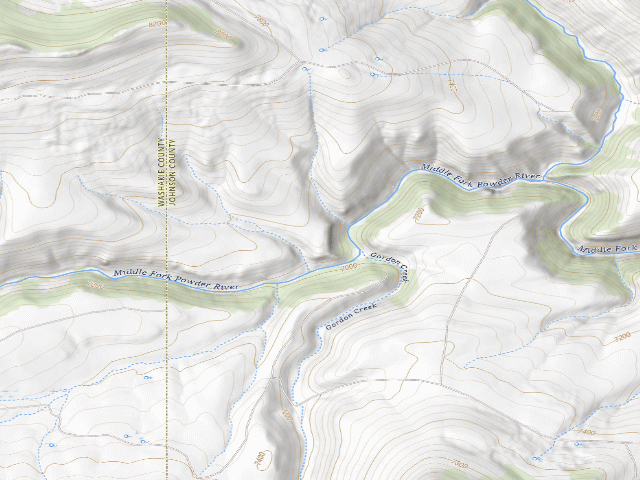 USGS topographic map of Ellis WHMA — Middle Fork Powder River Camping Location