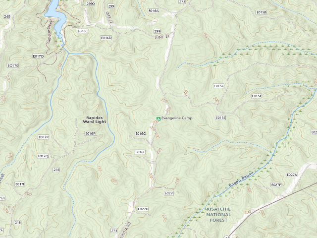 USGS topographic map of Evangeline Camp
