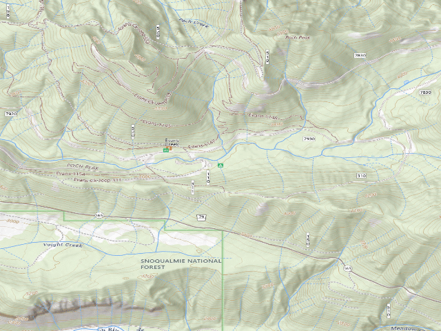 USGS topographic map of Evans Creek
