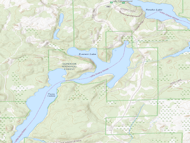 USGS topographic map of Everett Lake Site 1