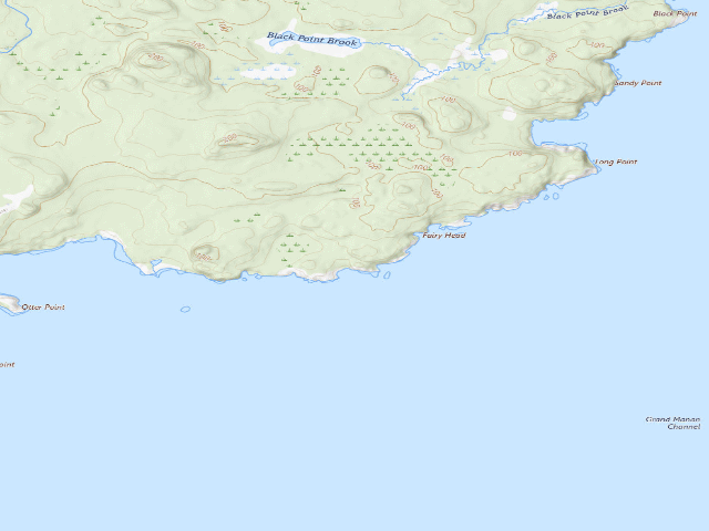 USGS topographic map of Fairy Head 2 (Cutler Coast Public Land)