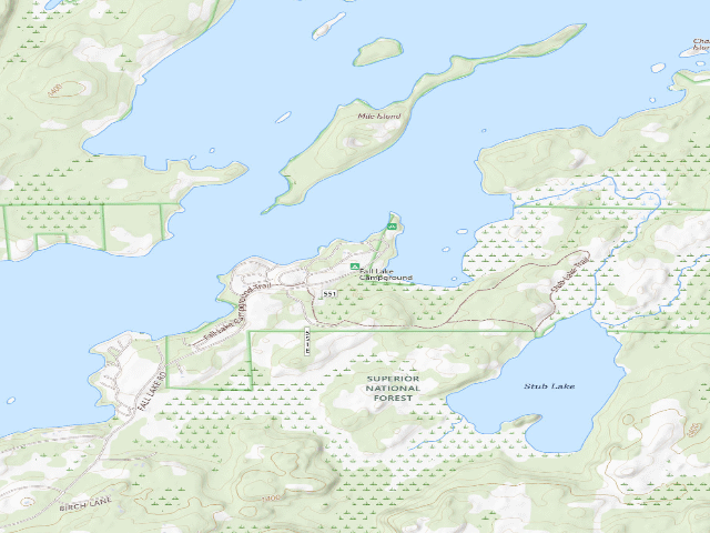 USGS topographic map of Fall Lake Campground