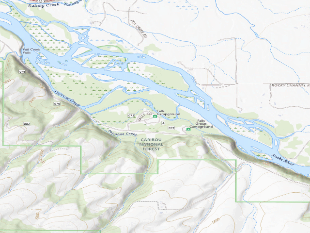 USGS topographic map of Falls Campground