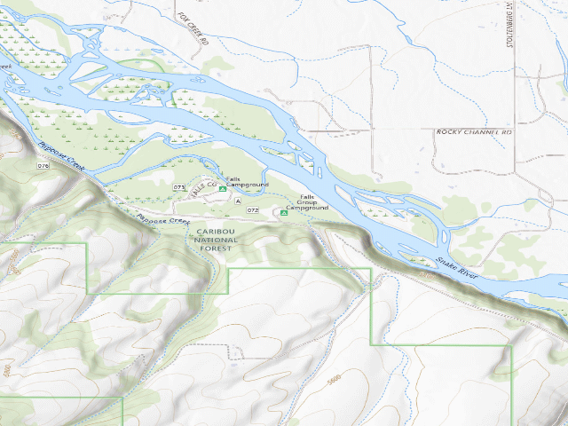USGS topographic map of Falls Group Campground