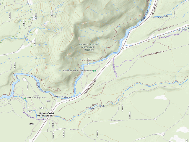 USGS topographic map of Farewell Bend Campground