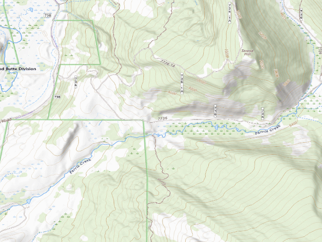 USGS topographic map of Farris Creek Designated Camping Area
