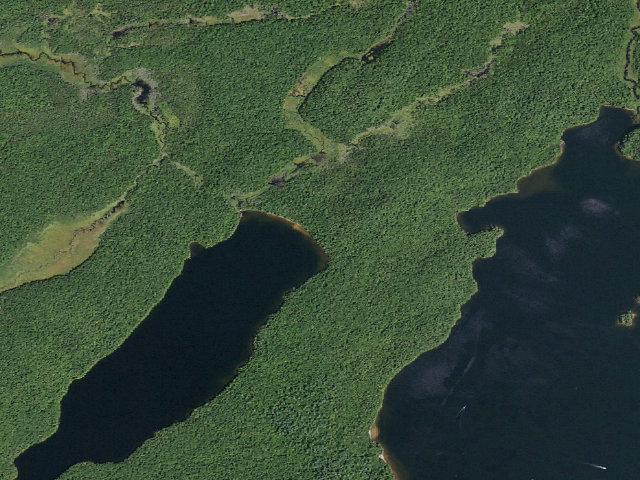 Aerial image of Fawn Lake Site (Jessup River Wild Forest)