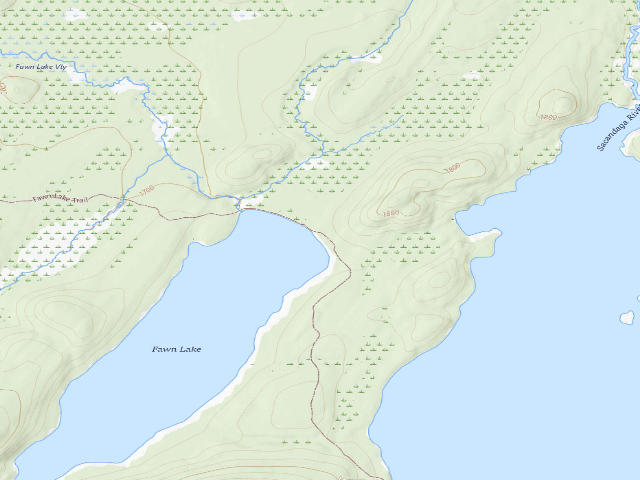 USGS topographic map of Fawn Lake Site (Jessup River Wild Forest)