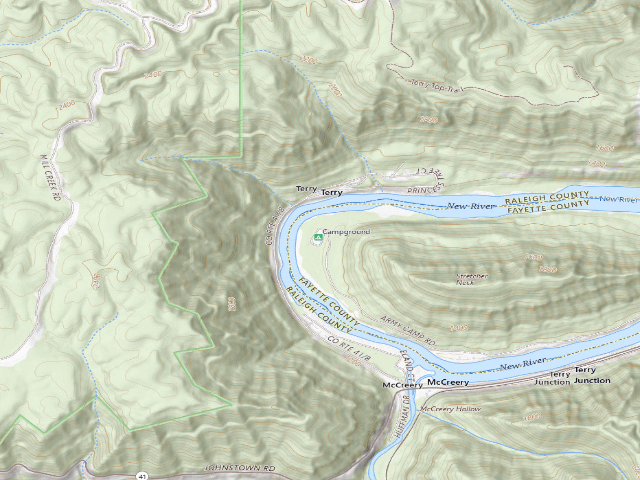 USGS topographic map of Fayette County