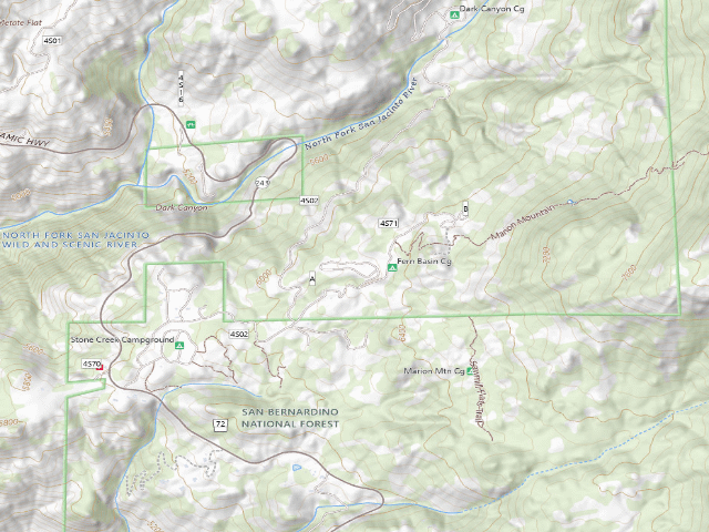 USGS topographic map of Fern Basin Campground