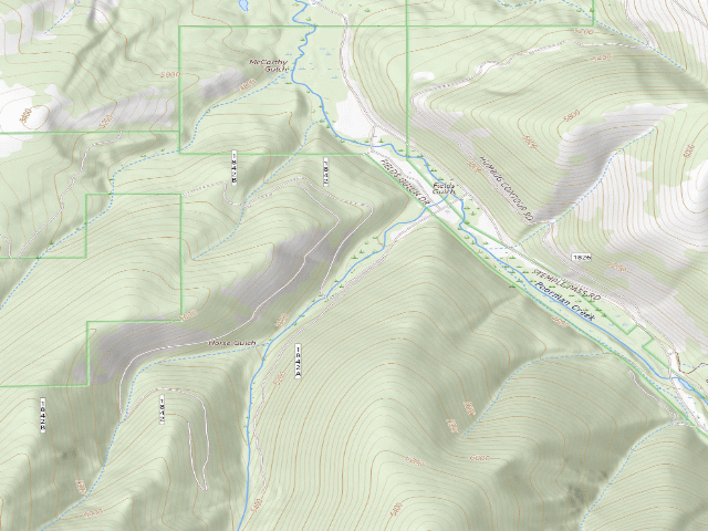 USGS topographic map of Fields Gulch-Rd 1842-012