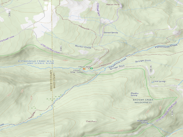 USGS topographic map of Fifteenmile