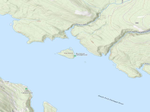 USGS topographic map of Fire Island Campground