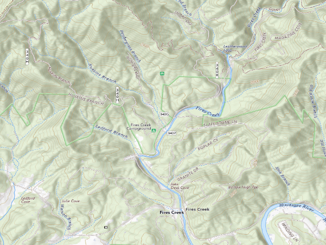 USGS topographic map of Fires Creek Campground