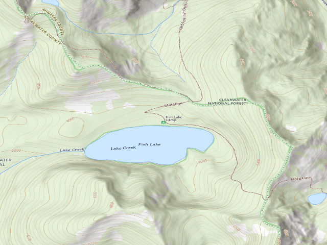 USGS topographic map of Fish Lake Camp