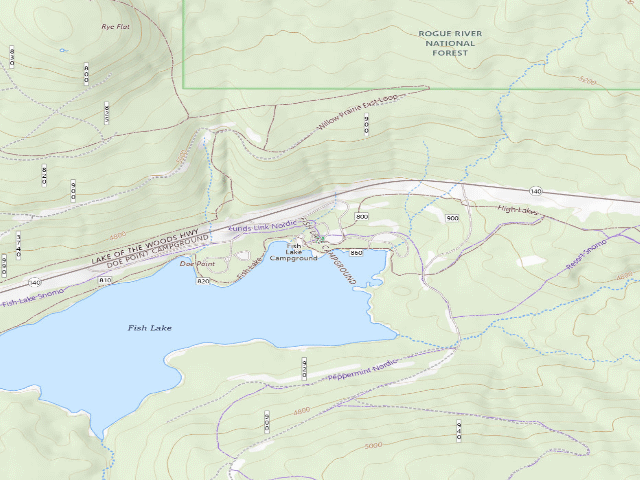 USGS topographic map of Fish Lake Campground