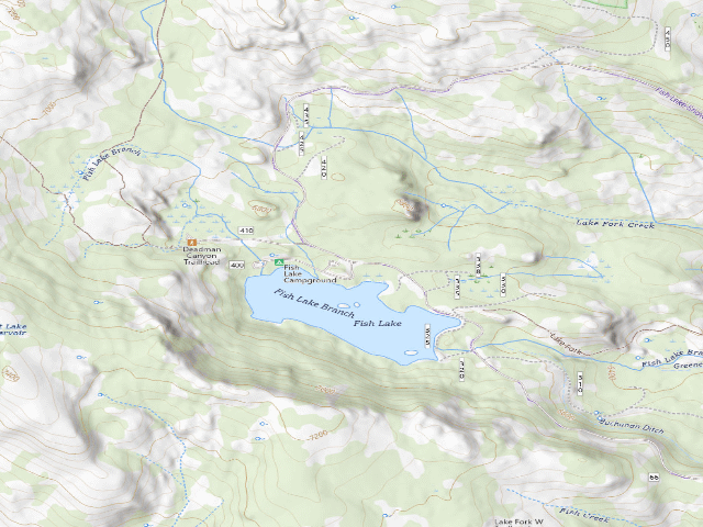 USGS topographic map of Fish Lake Campground