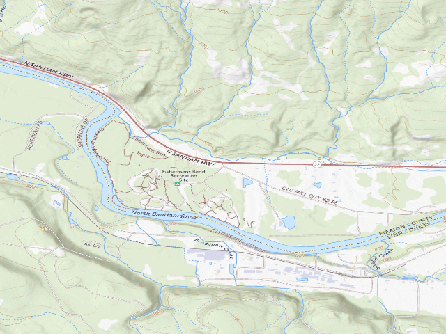 USGS topographic map of Fishermen'S Bend Recreation Area