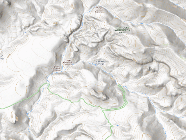 USGS topographic map of Fishhooks Wilderness