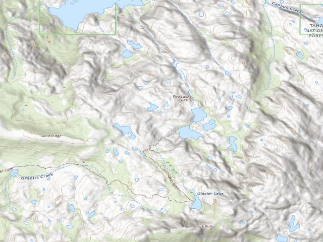 USGS topographic map of Five Lakes Basin
