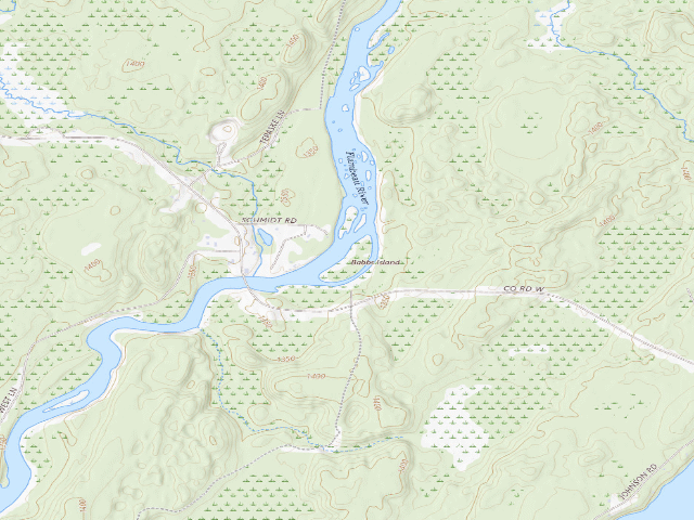 USGS topographic map of Flambeau River State Forest - Babb's Island Camp (free canoe campsite)
