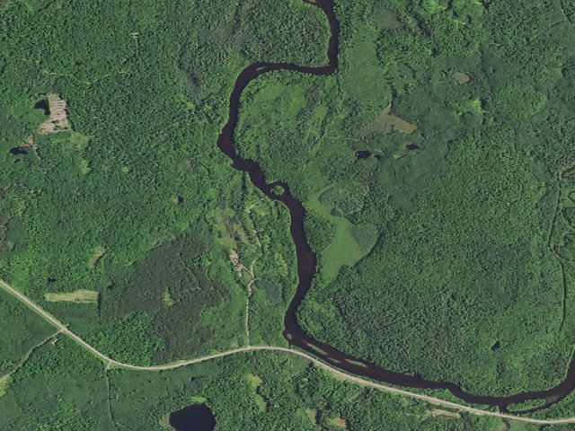 Aerial image of Flambeau River State Forest - County Line Camp (free canoe campsite)
