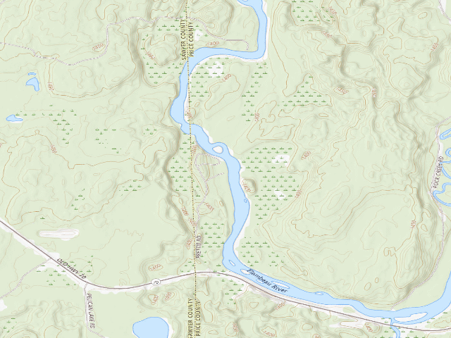 USGS topographic map of Flambeau River State Forest - County Line Camp (free canoe campsite)