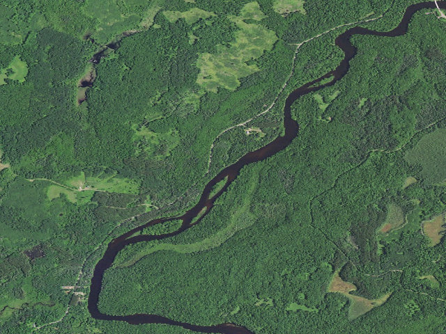 Aerial image of Flambeau River State Forest - George's Island Camp (free canoe campsite)