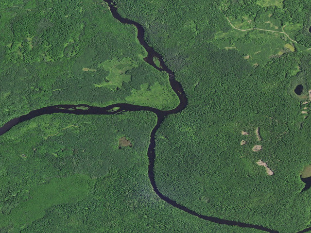 Aerial image of Flambeau River State Forest - Hervas Landing Camp (free canoe campsite)