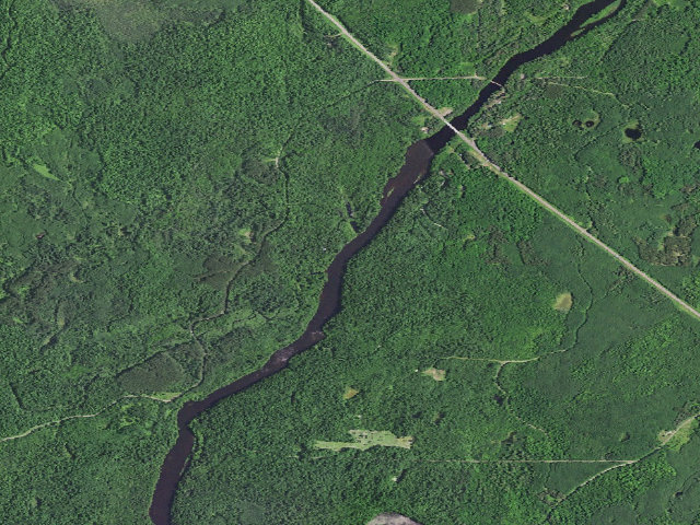Aerial image of Flambeau River State Forest - Log Creek Camp (free canoe campsite)