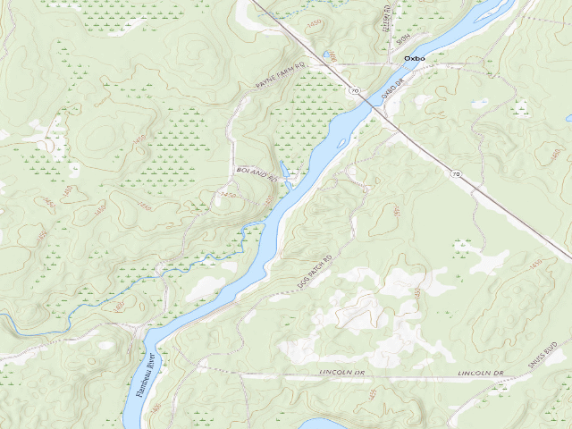 USGS topographic map of Flambeau River State Forest - Log Creek Camp (free canoe campsite)