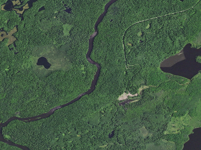 Aerial image of Flambeau River State Forest - Mason Creek Camp (free canoe campsite)