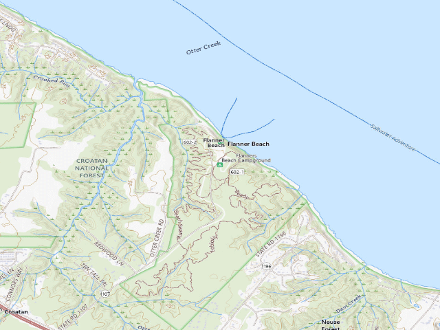 USGS topographic map of Flanners Beach Campground